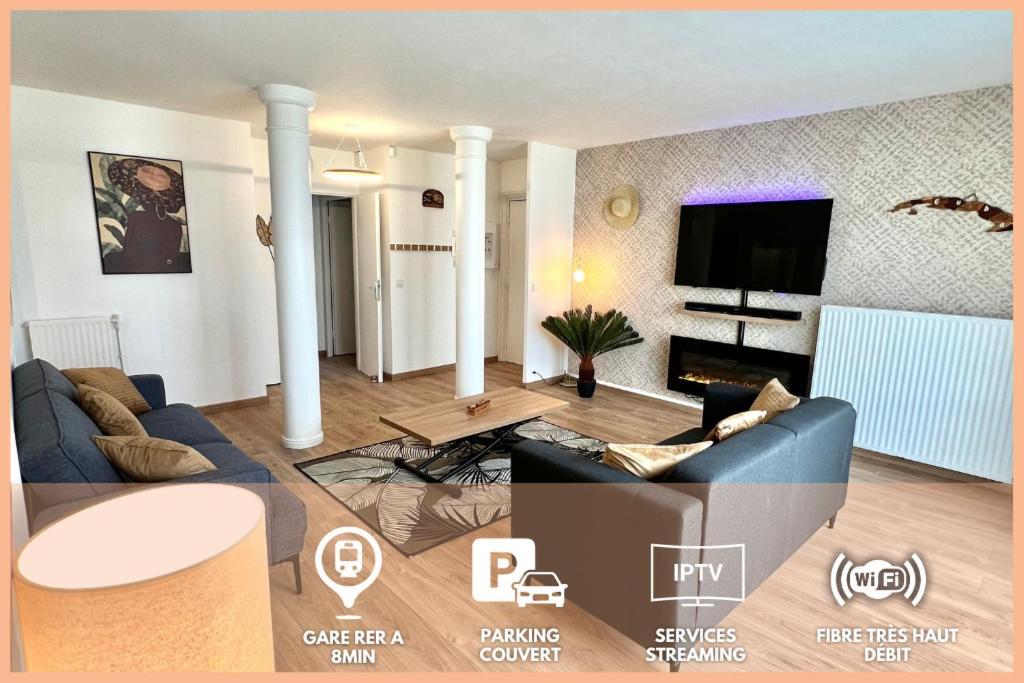 El Cubanito Athena - Exotisme Cubain Dans Residence De Standing - 2 Chambres - Parking Prive - Proximite Gare - Business & Family Friendly Cergy Extérieur photo